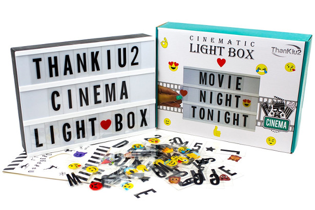 Cinema Light Box with Letters (Pink)- 252 Letters, Numbers, Symbols &  Emojis | Vintage Cinematic Light Up Message And Note Sign – Personalized A4